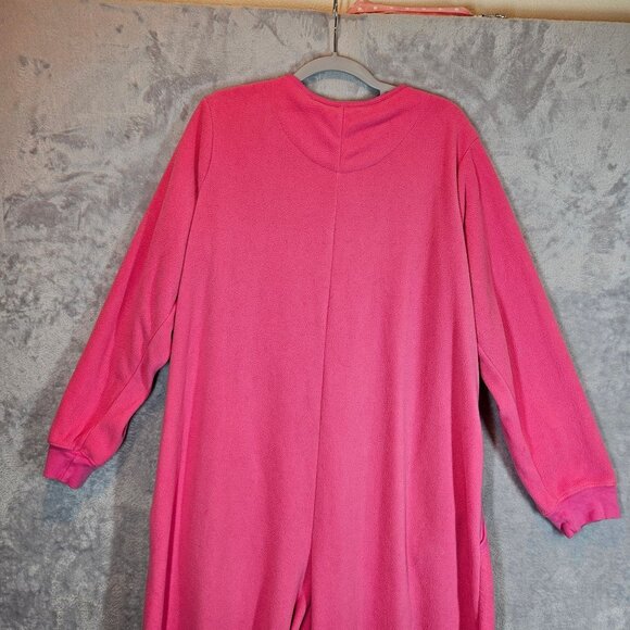 Nick & Nora Pink Dog Fleece Dog on Feet One Piece Pajamas Womens L Warm pockets - Picture 7 of 15